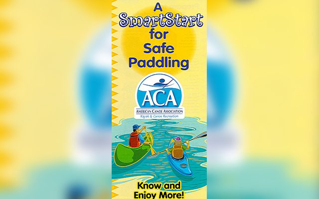 A colorful poster promoting safe paddling with ACA certification.