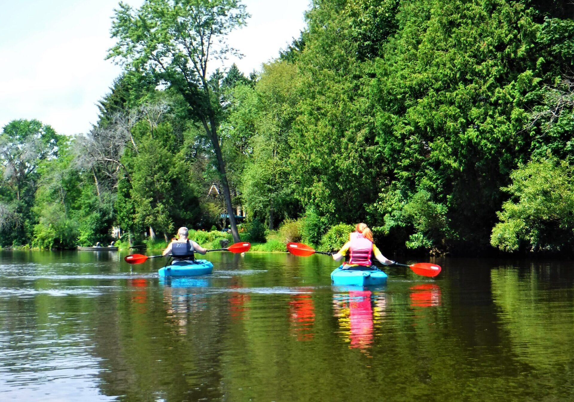 DSCF4668 A couple kayaks during a nice warm day on a gentile river.tside Mequon
