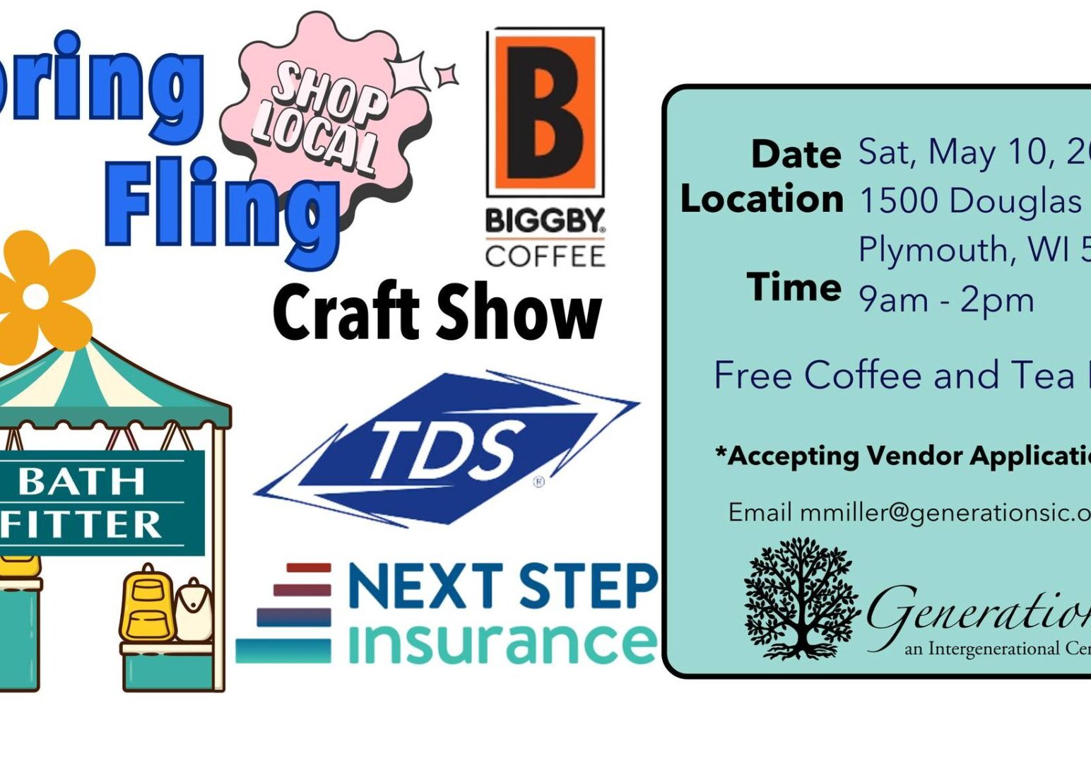 ply Flyer for a craft show sponsored by Biggby Coffee with insurance and TDS next step.