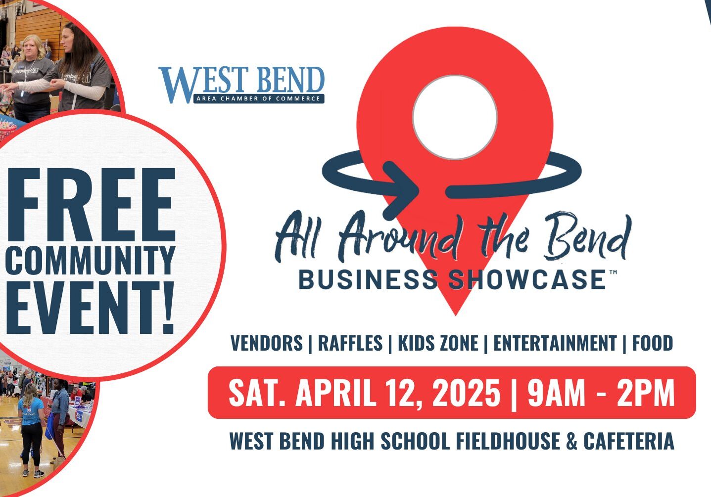 wb Flyer for a community event in West Bend on April 12, 2025.
